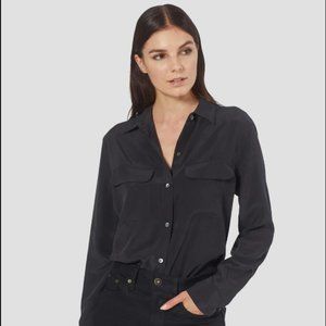 Equipment Washed Silk Black Signature Blouse